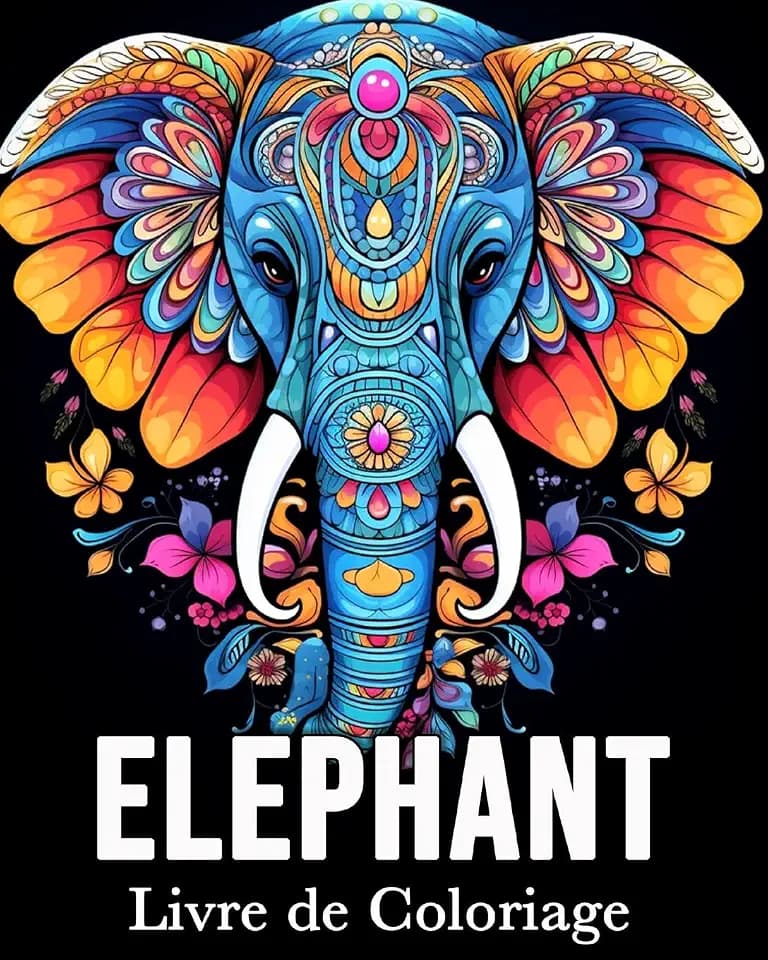 Elephant Livre de Coloriage: 50 Images Mignonnes pour Lutter Contre le Stress et se Détendre