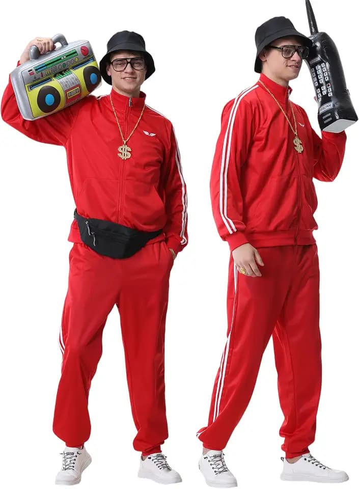 80s Outfit for Men 90s Track Suit Themed Party Outfits Costume for 80s 90s Windbreaker Sweatsuit Sportswear