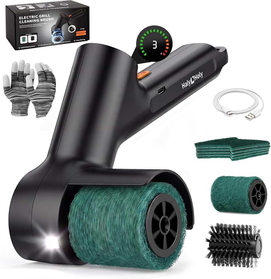 Upgraded Electric Grill Brush, 30kg Max Torque 3 Speeds Modes