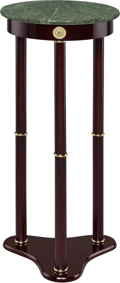 Coaster Home Furnishings - Edie - Stone and Wood - 12-Inch Round Marble Top Side Table with Tri-Leg Base and Gold Accents - Traditional Style for Living Room - Green and Merlot - 3315