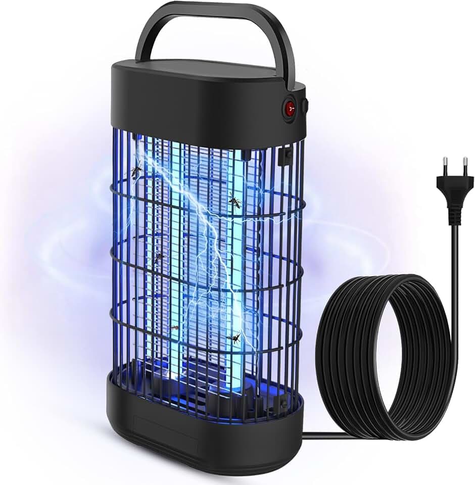 Insektenvernichter Elektrischer, Mückenlampe mit UV Lampe Elektrisch Insektenfalle 80㎡ Effektive für Innen & Außen, Schwarz
