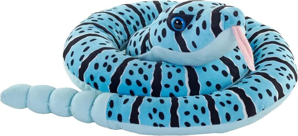 Wild Republic Green Coiled Snakes Blue Rock Rattlesnake Stuffed Animal -36"