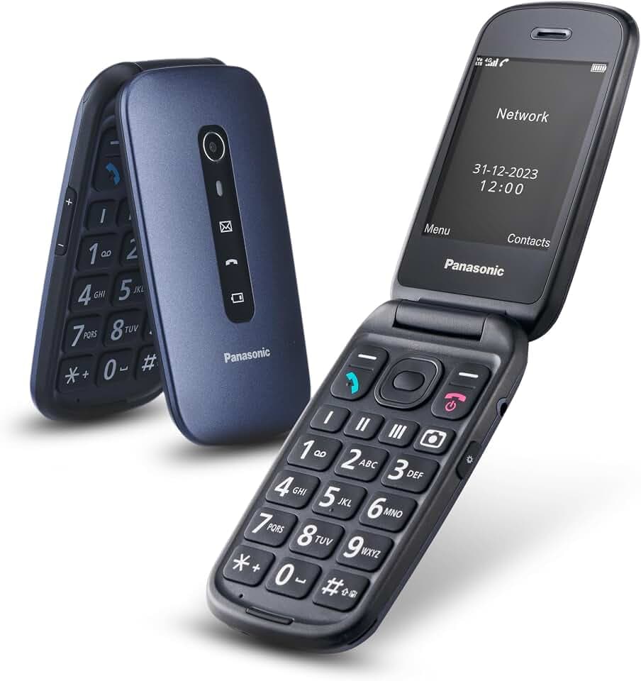Panasonic KX-TU550EXC4G Klapphandy für Senioren, 1,2 MP Kamera, Seniorenhandy mit großem 2,8-Zoll-Display, 290 Stunden Standby, Blau