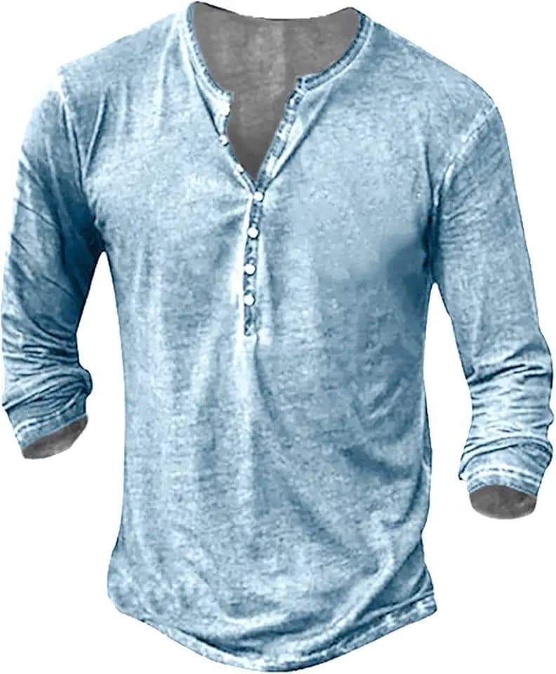 Beotyshow Hemd Herren Langarm Vintage Henley Shirt Männer