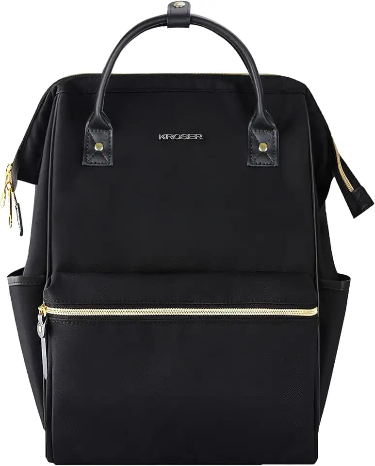 KROSER Laptop Backpack 17" Stylish Backpack Work Bag for Men/Women-Black