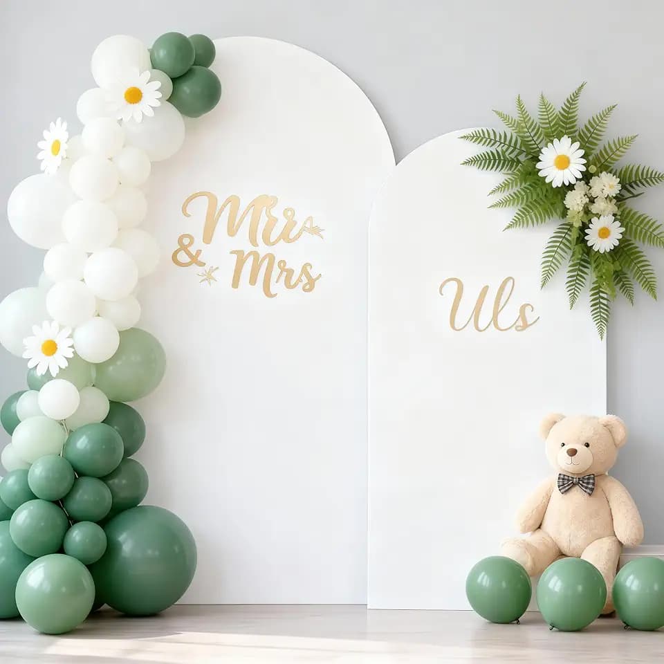 White Arch Backdrop Cover 2 Set - 7.2FT, 6FT Spandex Fitted Wedding Arch Stand Covers Round Top Chiara Arch Backdrop Stands Cover for Parties Birthday Banquet Photo Background Decoration