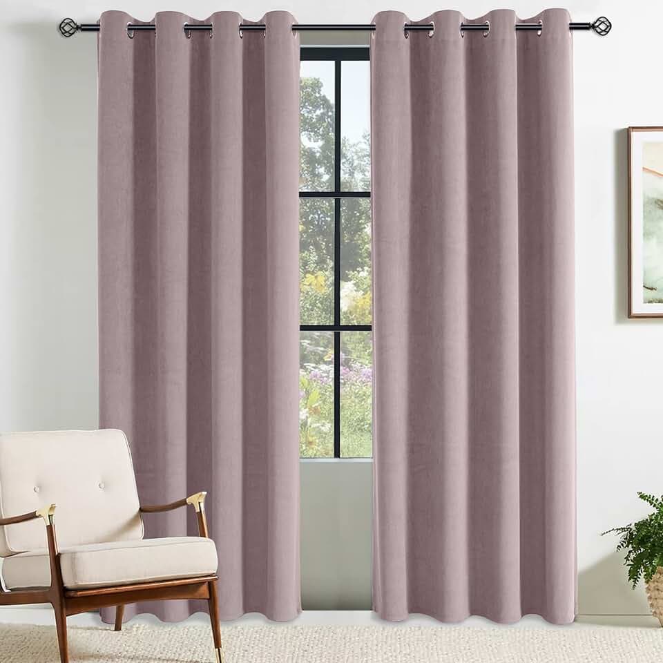 CUCRAF Total Blackout Samtvorhang mit Ösen, superweicher, einfarbiger, wärmeisolierter Samtvorhang für Schlafzimmer, Kinderzimmer und Wohnzimmer, Set von 6,2 x 228,6 cm (B x L), Rouge Pink