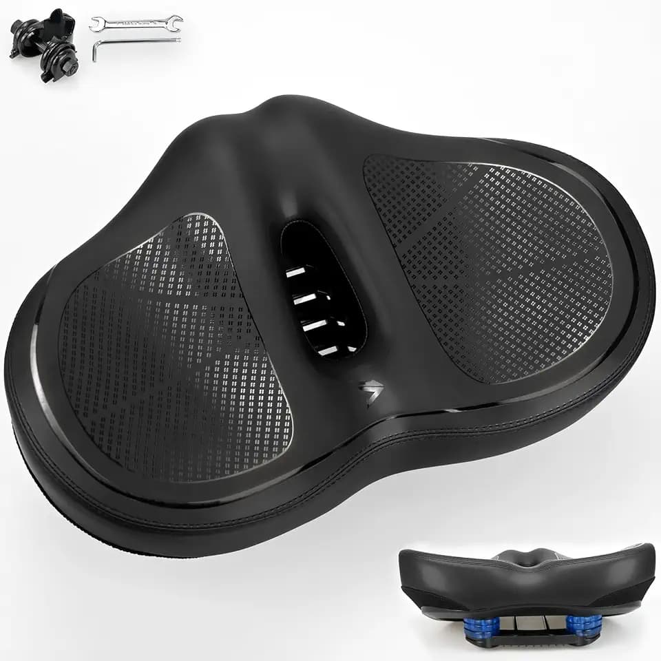 Bequemer Übergroßer Fahrradsattel für Herren & Damen,Extra Breiter Heimtrainer Fahrrad Sattel Universal Ersatz fahrradsitz für Cityrad,Ebike,Heimtrainer,Mountainbike