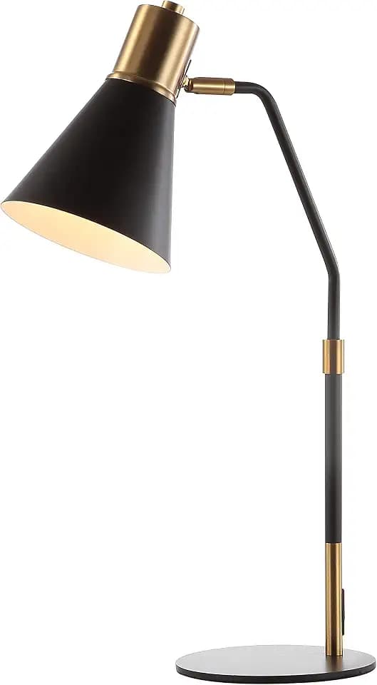 JONATHAN Y Apollo 22.5" Metal LED Task Lamp, Black/Brass Gold