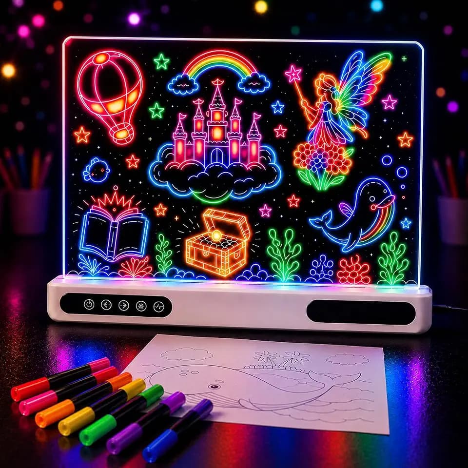 LightingU LED Drawing Board for Kids Gifts, Rechargeable Glow Doodle Pad