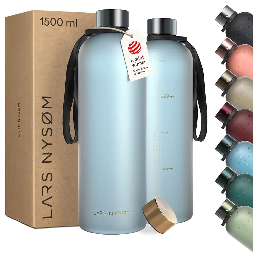 LARS NYSØM Wasserflasche 1,5l - Tritan Trinkflasche Kohlensäure Geeignet