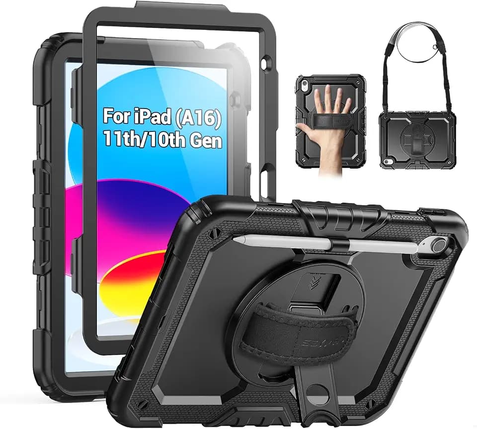 SEYMAC Case for iPad (A16) 11th/10th Generation (11″/10.9″), Black