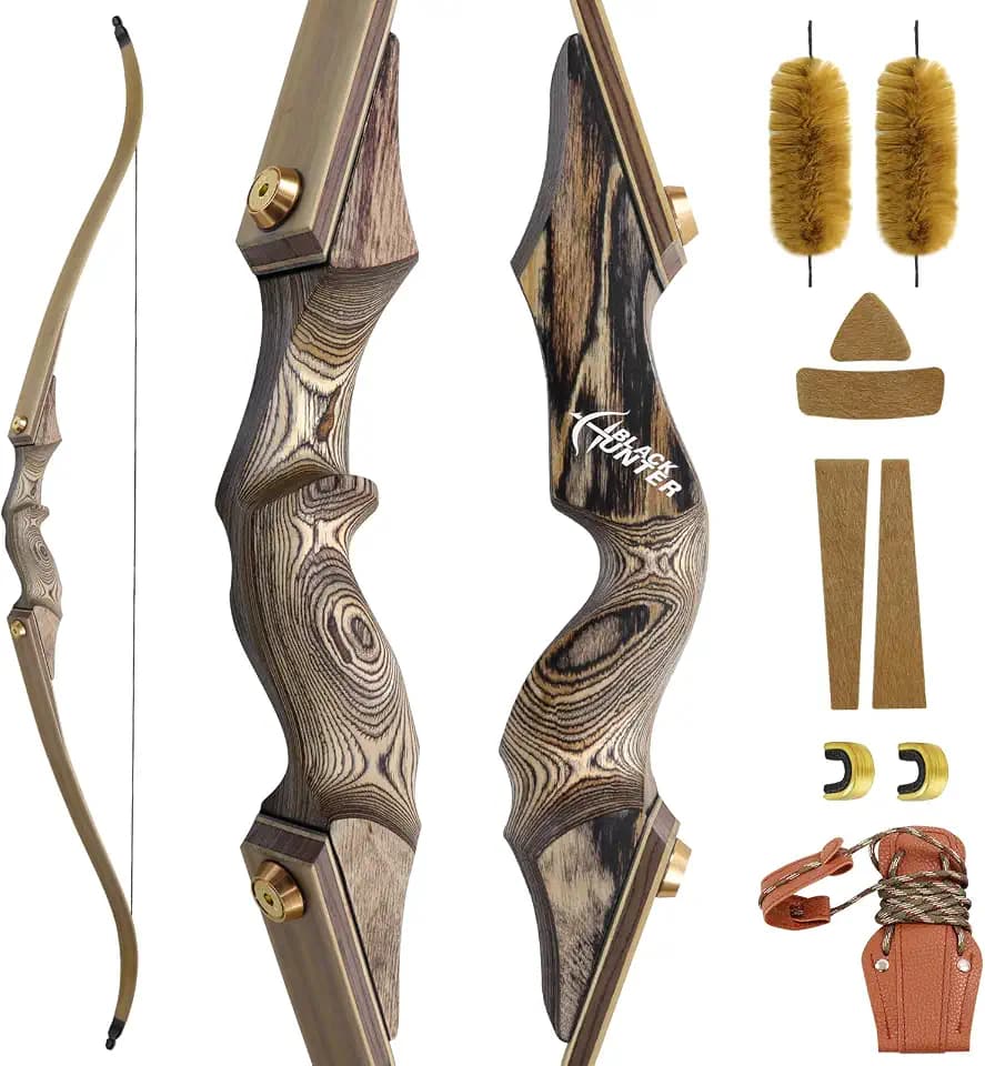 oubert Black Hunter Bow 60" Archery Takedown Recurve Bow 20-60 Lbs