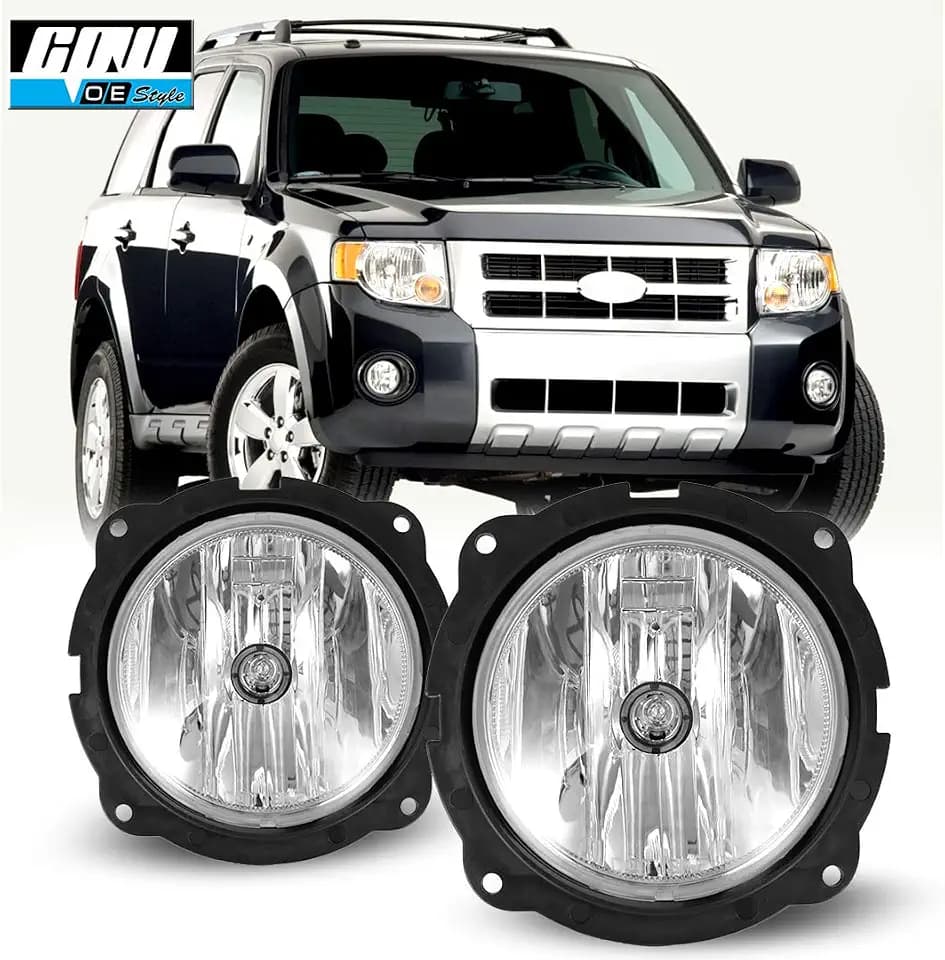 CPW Fog Light Assembly for Ford Escape 2007-2012(Black Housing Clear Lens)