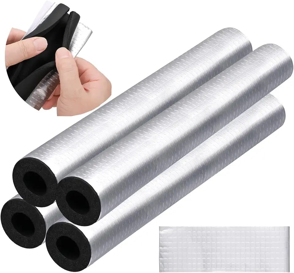 4 Pcs Pipe Insulation Foam Tube - Self-Adhesive Wrap for Winter, Irrigation, Sprinkler, Spigot & Water Heater Pipes (1.3 Ft x 0.6 In)