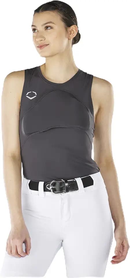 EvoShield Women's Racerback Chest Guard Sleeveless Shirt - Grey, Small