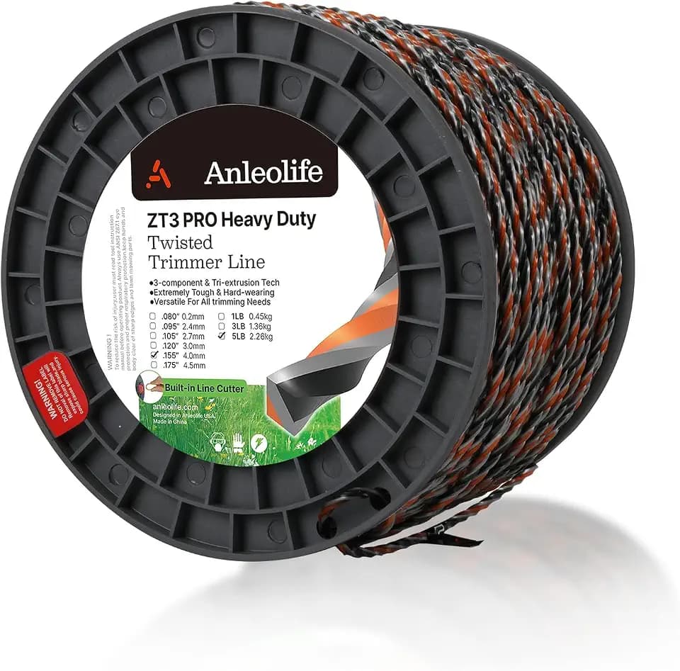 Anleolife .155" ZT3 Pro Heavy Duty Brush Trimmer Line, Briars, 738ft 5 lb