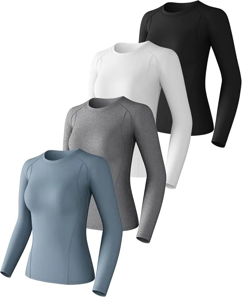 Womens Long Sleeve Compression Shirts Sun Protection Workout Underscrubs