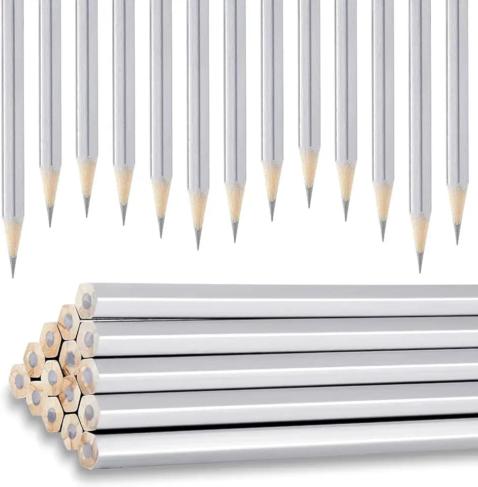 Gersoniel 12 Pack Silver Welders Pencil, Metallic Marking Pencil