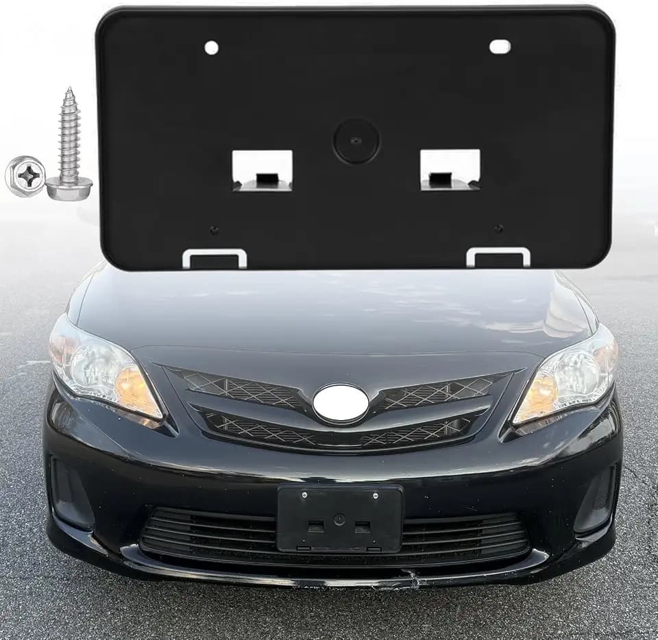 FASTCHE Front License Plate Frame Compatible with 2011 2012 2013 Toyota Corolla Front Bumper License Plate Holder Mounting Bracket Cover Replace # TO1068118 5211402060