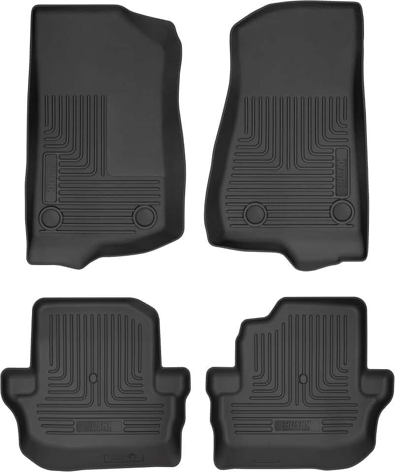 Husky Liners Weatherbeater Floor Mats | Fits 2018-2026 Jeep Wrangler(JL), 2-Door | Front & 2nd Row, 3-pc Black - 93991