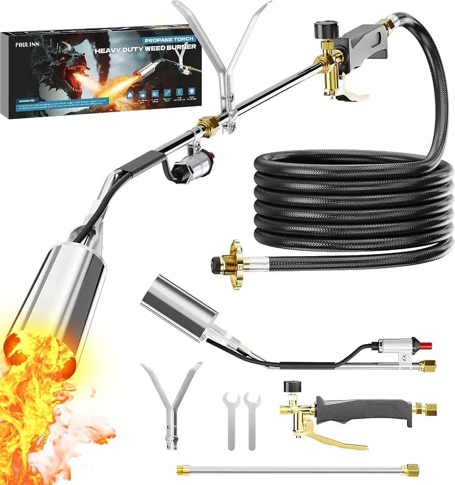 PAULINN Propane Torch Weed Burner, 340,000 BTU Weed Torch Flame Weeder with CGA 510 11.5FT Hose
