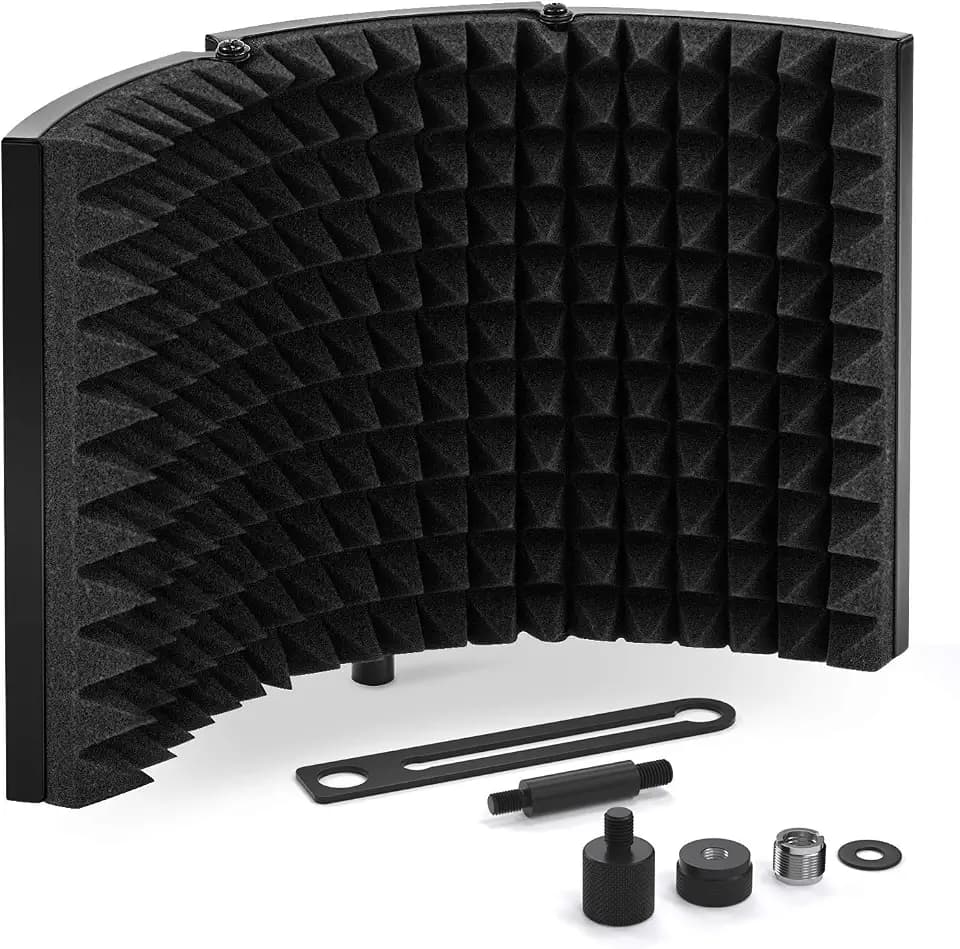 TONOR Mikrofon Pop Filter mit absorbierender Schaumschicht schallabsorbierend Mikrofonisolationsschirm Einstellbar Mic Isolation Schild, Gesang Aufnahme Panel, Windschutzscheibe Windschild Windschutz