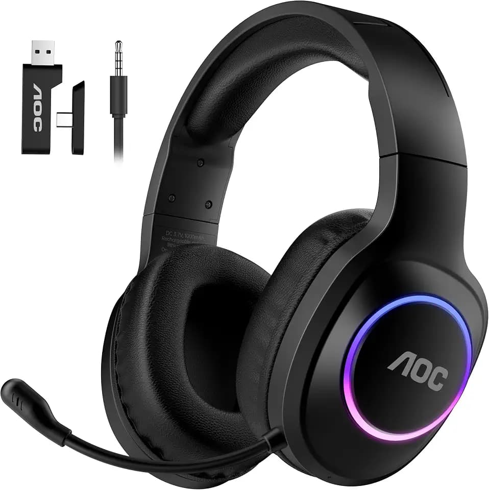 AOC Wireless Gaming Headset for PS5, PS4, Nintendo Switch, PC- Black