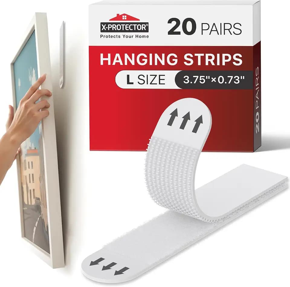 X-Protector Picture Hanging Strips - 20 Pairs Damage Free Picture Hangers