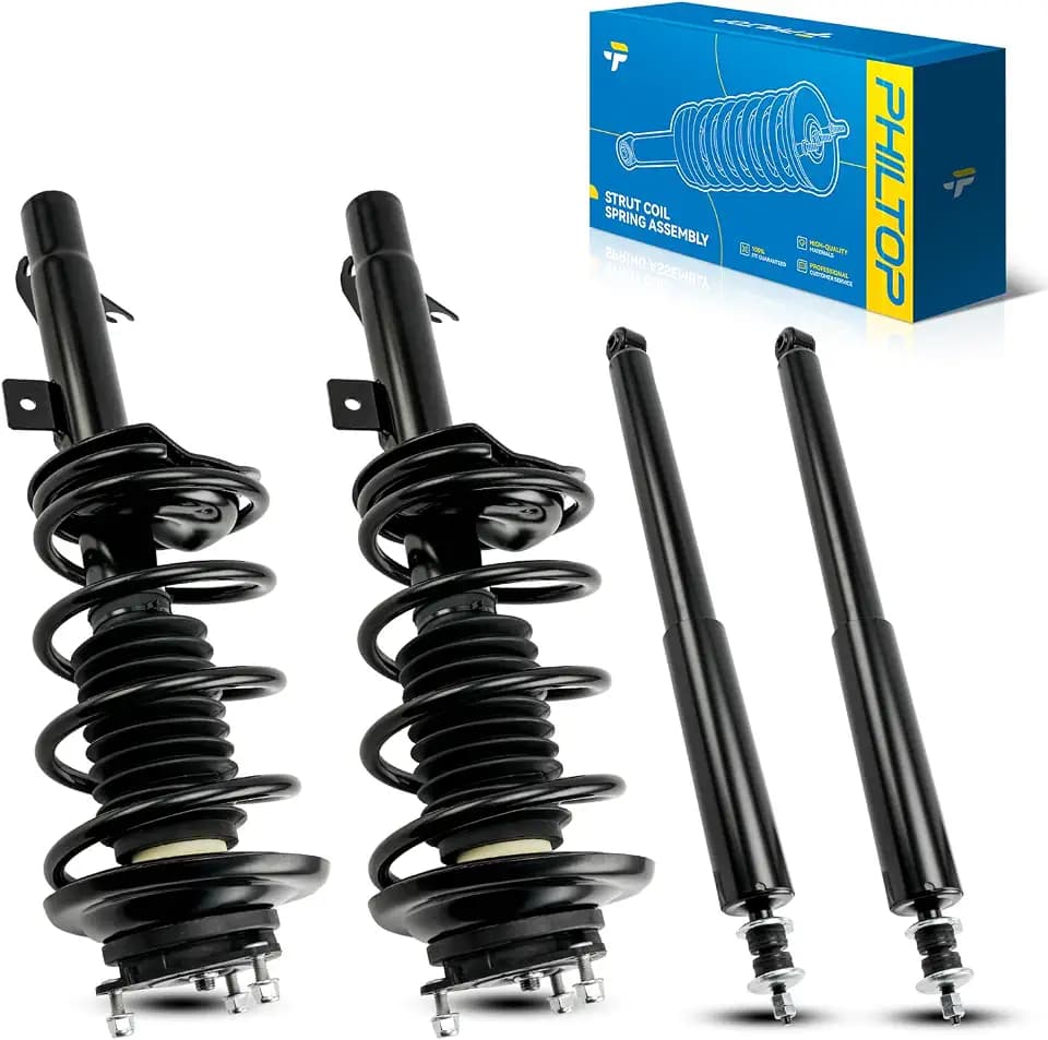 PHILTOP Front Rear Struts Assembly for 2002-2004 Focus ZX3, ZX5 2000-2001, 2005 Focus (Hatchback) 2000-2005 Focus (Sedan), 171504/171505/5796*2 Complete Quick Struts Shocks Absorber with Coil Spring