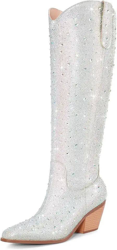 Rhinestone Cowboy Boots for Women Sparkly Ankle Cowgirl Boots