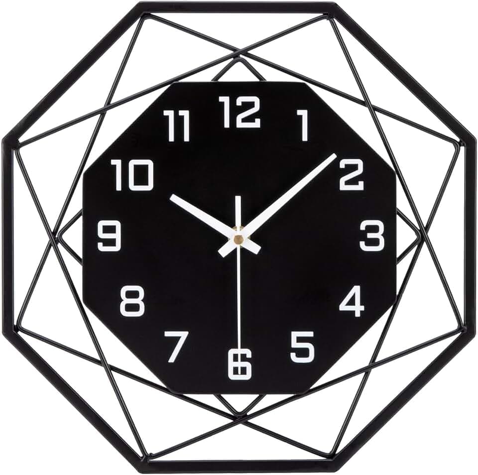 VIVILINEN Wanduhr ohne Tickgeräusche aus Holzwerkstoff und schwarzem Metall | Wanduhr Schwarz Modern Wanduhr Lautlos ohne Ticken Uhr Wand für Wohnzimmer, Küche, Büro, Schlafzimmer, 30cm