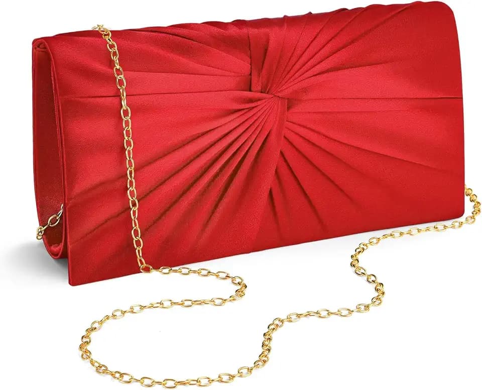 Evening Satin Purse Formal Evening Bag with Detachable Chain Women's Evening Handbags