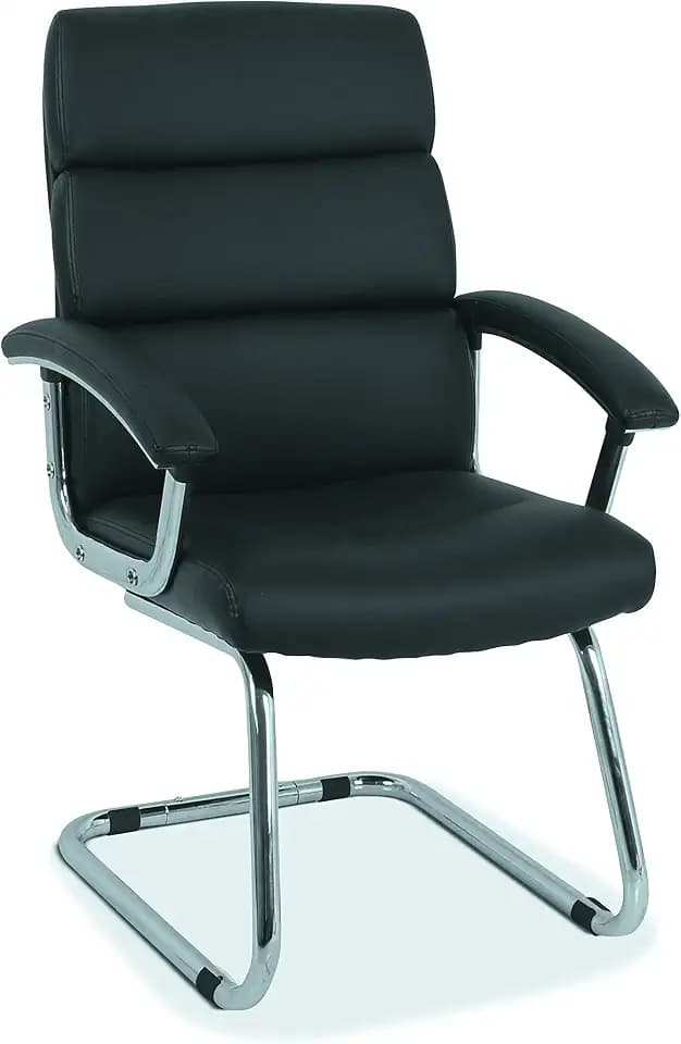 HON Traction High-Back Modern Guest Chair - Leather Reception Chair, Black (HVL102) (HONVL102SB11)