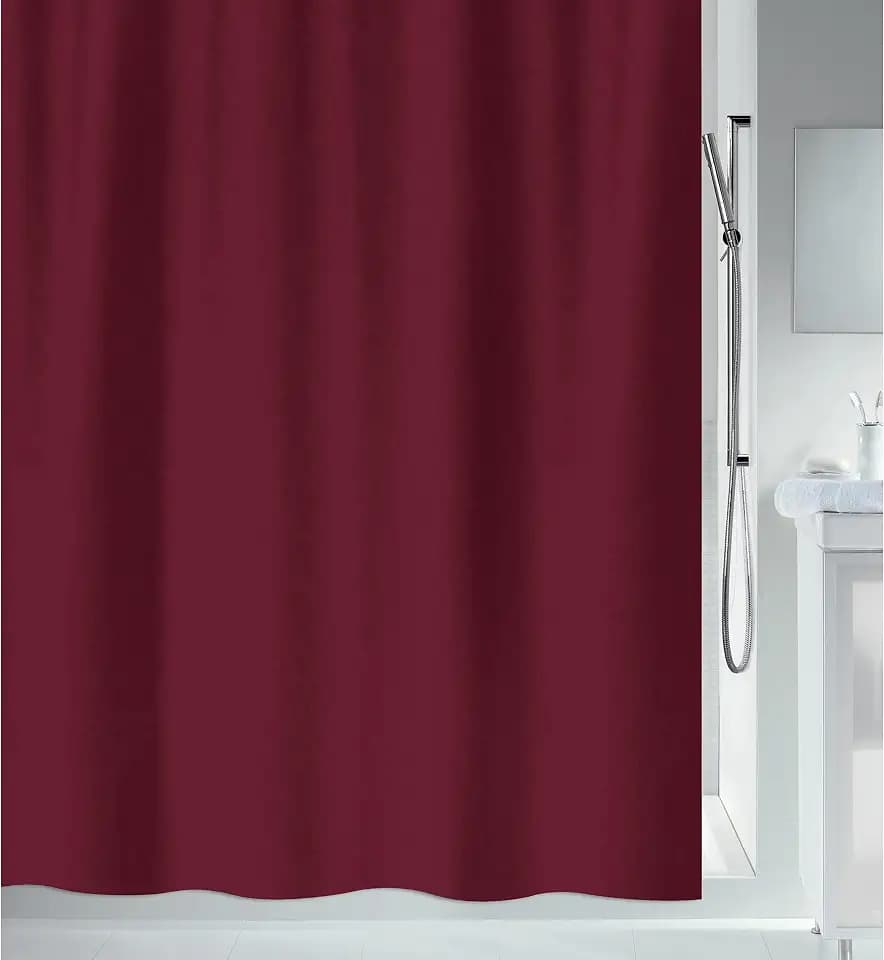 Spirella 1 Schimmel Duschvorhang-Anti-Bakteriell, waschbar, wasserdicht-Polyester, „Primo “ 120x200cm Bordeaux Rot, Red, 120 x 200 cm