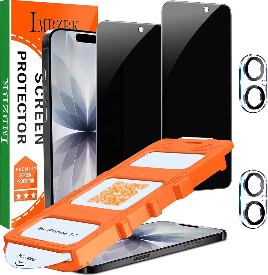 IMBZBK 2 Pack Privacy Screen Protector for iPhone 17, Tempered Glass