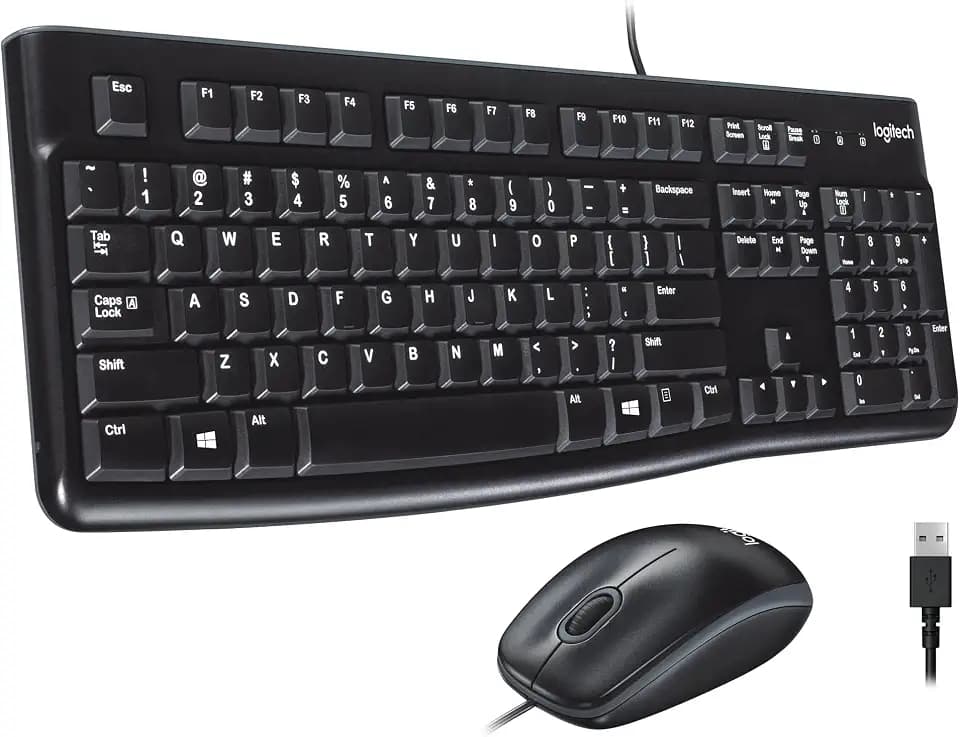 Logitech MK120 Full Size Wired Keyboard and Mouse Combo - Black