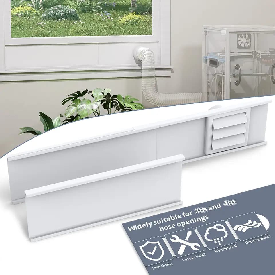 Flamorrow Window Vent Kit with Outdoor Vent Cover Fit for 3" and 4" Hose，Adjustable Window Vent Seal Panels for Exhaust Ventilation Duct of Laser Engraver/3D Printer Enclosure, Dryer, Grow Tent
