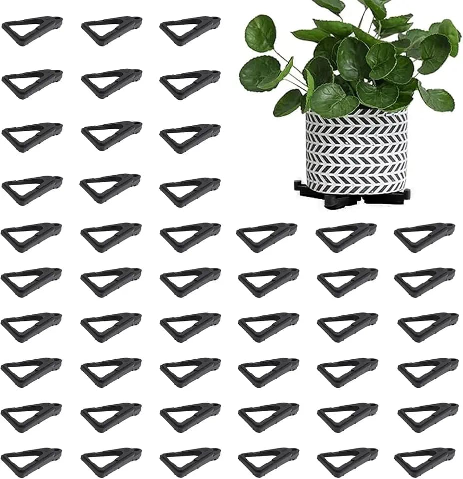 Anxingo 48 Pcs Fower Pot Feet for Outdoor Planters, Invisible Breathable Pot Pads, Moisture-Proof Plant Pot Feet for Outdoor Indoor Garden Plants, Black