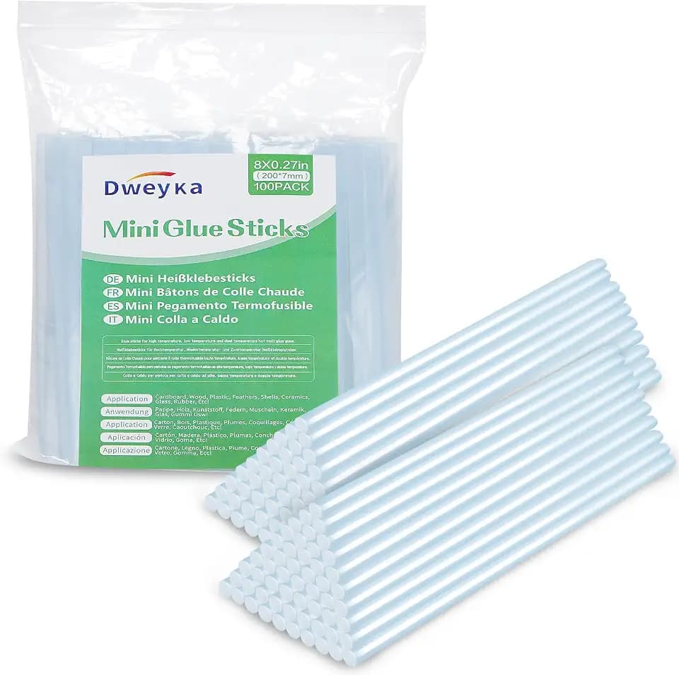 Klebesticks 100 Stücke Ø7mm x 200 mm, Heißkleber für Kleine Heißklebepistolen 7 mm x Länge 200 mm, Transparent Lösemittelfrei Schnelltrocknend