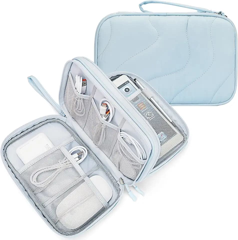 Skycase Tech Pouch - Lightweight Electronics Organizer Travel Case - Double Layers Cable Organizer - All-in-One Storage Bag for Charger, Cord, Phone, Flash Drive, Essentials - XL