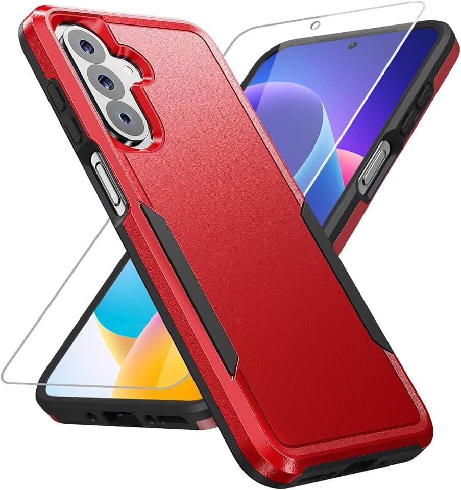 for Samsung Galaxy A17 5G Phone Case with HD Screen Protector, Red