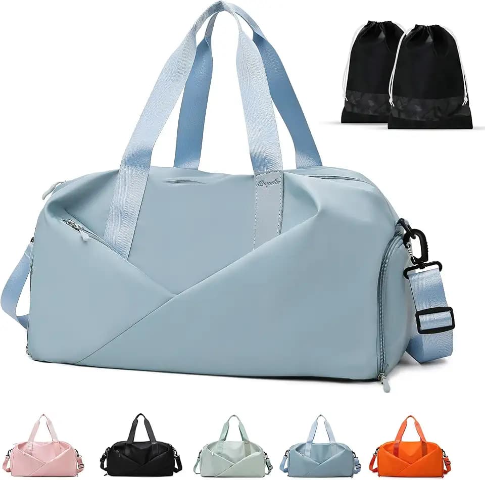 Damen-Sporttasche, Reisetasche, Reisetasche, Gepäcktasche für Wochenender, Sport, Fitnessstudio, Urlaub für Männer und Frauen, blau, Einheitsgröße