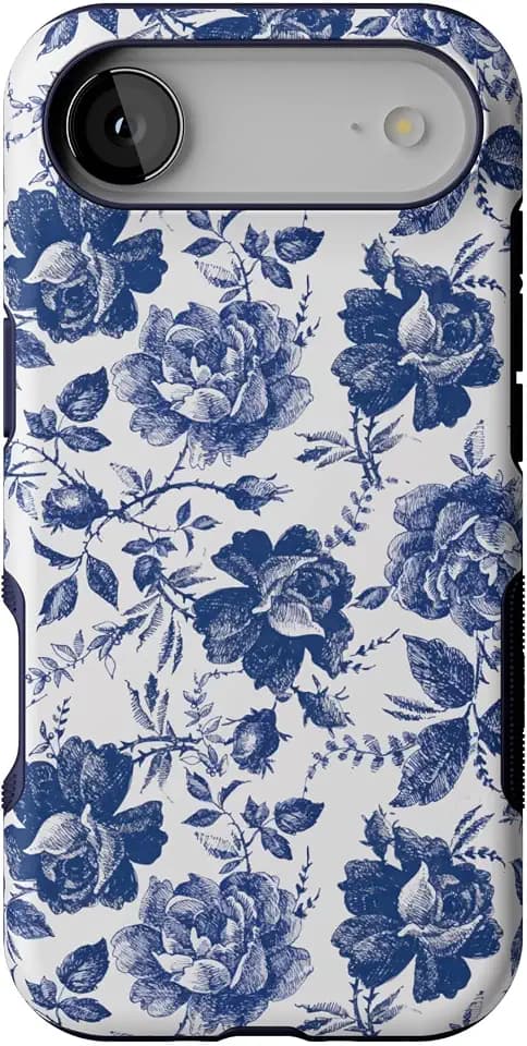 Casely iPhone 17 Air Case | Rose to Fame | Blue & White Floral | Bold Protective Design | Compatible with MagSafe