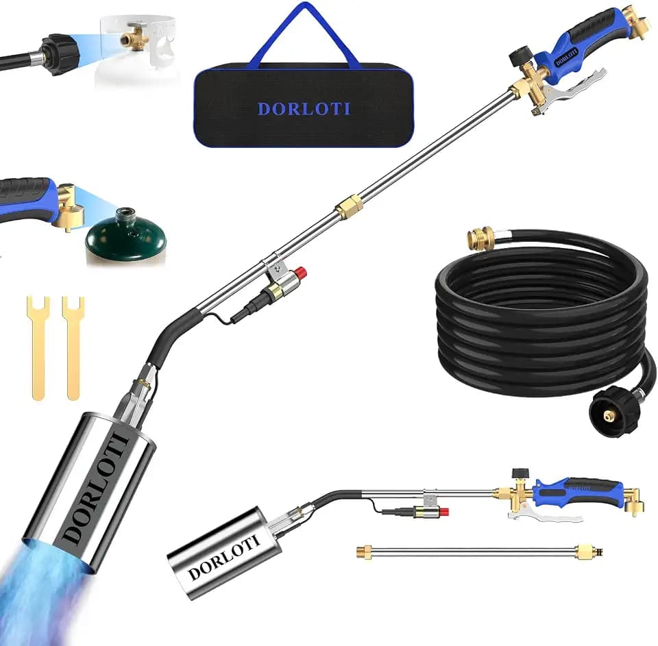 Propane Torch Weed Burner Kit, High Output with Long/Short Mode & Storage Bag,12.5FT Hose Heavy Duty Blow Torch Flamethrower with Self Igniter and Turbo Trigger for Weeding,Roofing,Melting Ice,BBQ