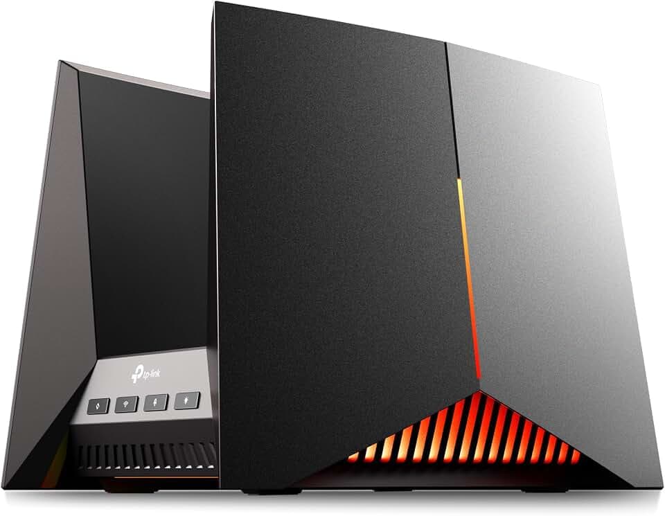 TP-Link BE19000 Tri-Band Wi-Fi 7 Gaming Router Archer GE800 | 12-Stream 19 Gbit/s | 2 × 10 G + 4 × 2,5 G, USB 3.0 | Turbo-Beschleunigung, dedizierter Port und Panel für Spiele, RGB-Beleuchtung |