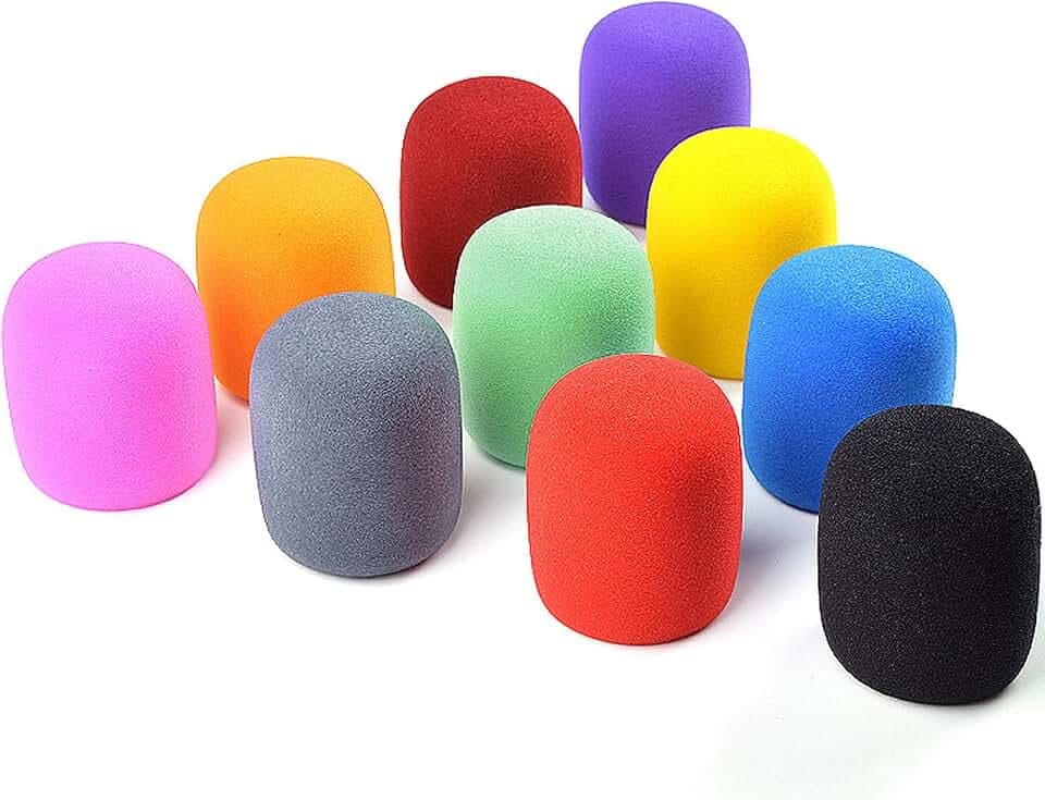 10 STÜCKE Bunt Mikrofon Windschutz, Mikrofon Schaumstoff Schutz Abdeckung, Schaumstoff-Schutzhülle, um das Mikrofon staubdicht, sturzsicher, antibakteriell und Winddicht zu Machen (10 Farben)