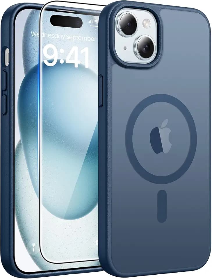 FNTCASE for iPhone 15/14/13 Case, Fit for Magsafe, Glass Screen Protector