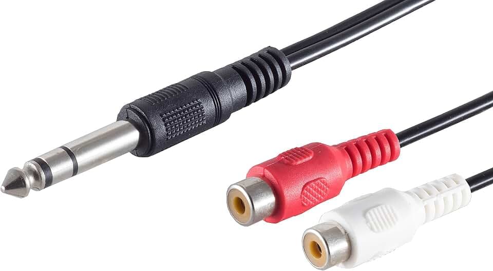 1aTTack.de 1x 0,2m 6,3mm Klinkenstecker auf 2x Cinch Buchse Schwarz