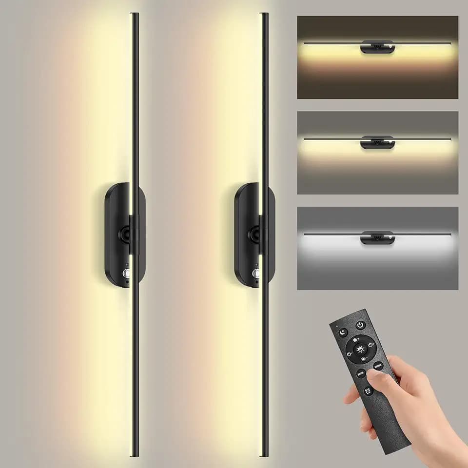 2026 Upgraded Wall Sconces Set of 2, Magnetic 10000mAh Wireless USB Rechargeable Wall Lights,360°Rotation Wall Sconce With Remote Control,LED Dimmable Wall Lamp For Living Room,Bedroom,Hallway (30 In)